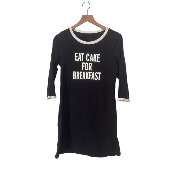 Kate Spade New York Eat Cake for Breakfast Black Sleep Shirt Size Medium - Picture 1 of 5